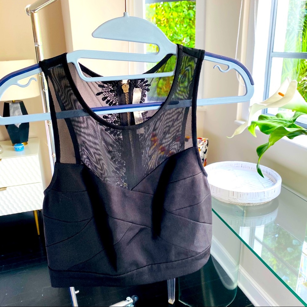 Lovers + Friends black lace crop top